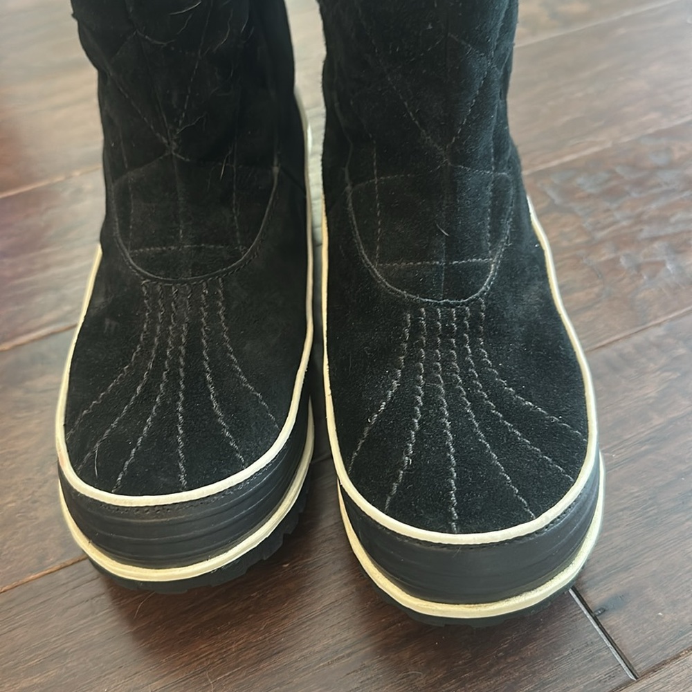 SOREL BLACK SUEDE FLEECE LINED WOMEN'S WINTER BOOTS 9.5 - Picture 3 of 13